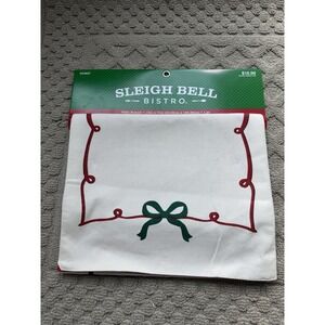 New Table Runner Sleighbell Bistro (13in X 72in) Off White Red Green Bow